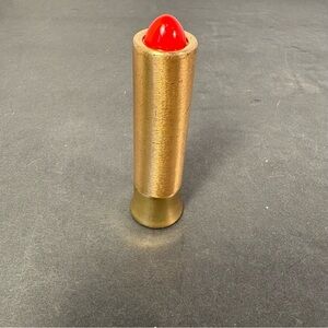 1950s Helen Neushaefer Vintage Gold Lipstick Holder Tube w/Red Lipstick